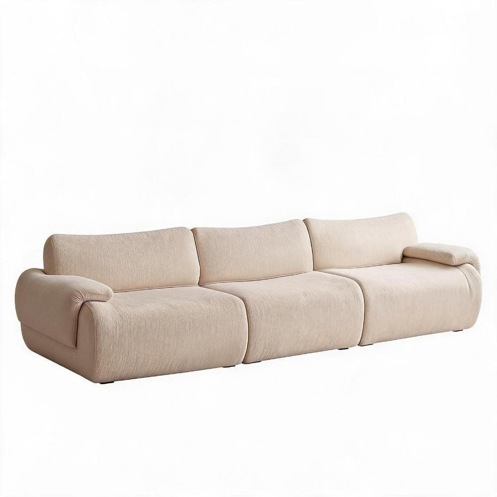 118 in. Curved Arm 3-piece Foam L-Shaped Sectional Sofa with Chaise in White durable construction price history on PriceWatchPro