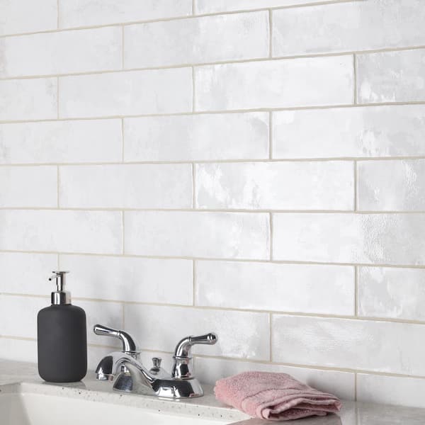 Merola Tile Biarritz White 3 in. x 12 in. Ceramic Wall Tile (5.72