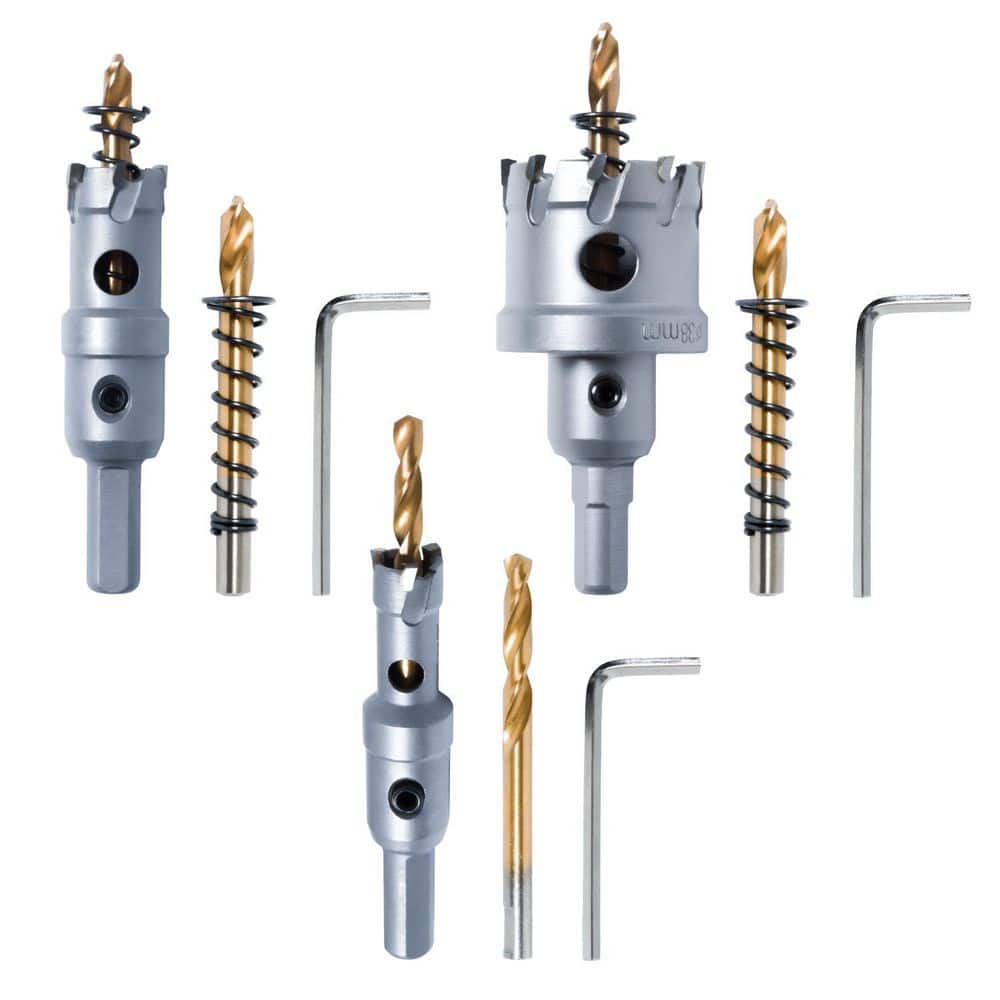 1/2 in., 3/4 in. & 1-1/2 in. Tungsten Carbide Tipped Hole Saws Set w/ Titanium-Plated Pilot Drill Bit for Metal price history on PriceWatchPro