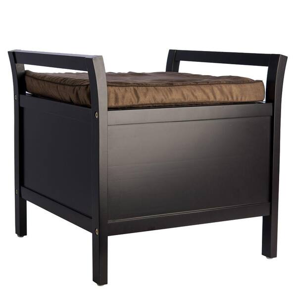 Elegant Home Fashions Elegant Storage Bench with Foam Pad, Single Seat in Dark Espresso