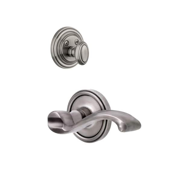 Grandeur Georgetown Single Cylinder Antique Pewter Combo Pack Keyed Alike with Left Handed Portofino Lever and Matching Deadbolt