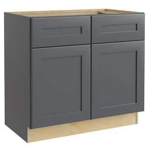 Newport 36 in. W x 21 in. D x 34.5 in. H Assembled Plywood Base Bath Cabinet in Deep Onyx with Soft Close