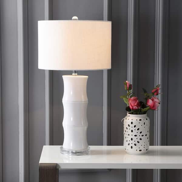 JONATHAN Y Tiki 26.5 in. White Ceramic Table Lamp