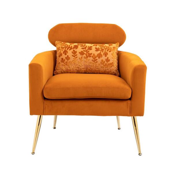 Jushua Modern Orange Velvet Chaise Lounge Chair DJYCLW39541030 The