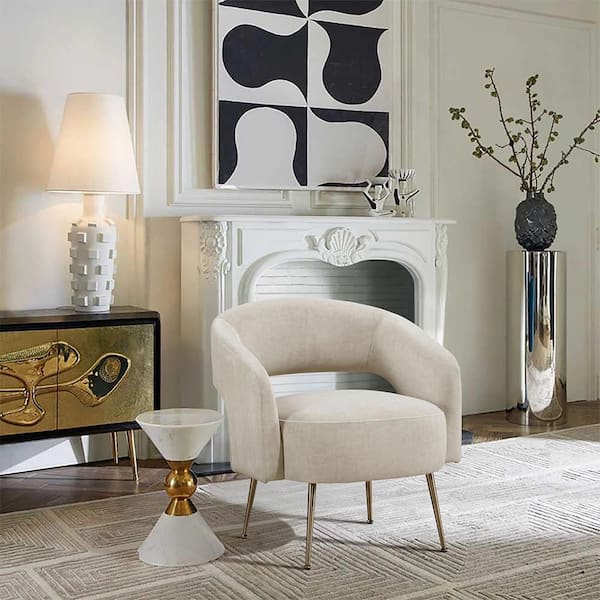 Amellia Velvet Upholstery Taupe Accent Arm Chair