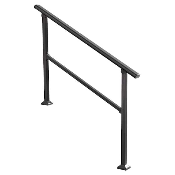 36 in. H x 54 in. W Black Wrought Iron for 3 or 4 Steps Stair Railing Kit