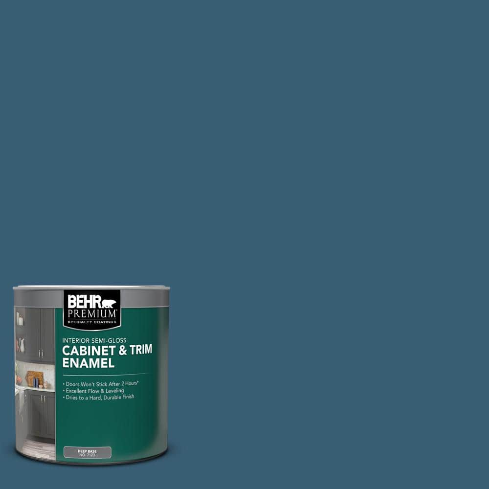 BEHR PREMIUM 1 qt. #S490-7 Superior Blue Semi-Gloss Enamel Interior ...