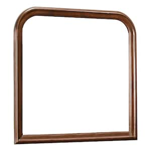 1 in. x 38 in. Modern Cherry Brown and Silver Arched Design Molded Wooden Framed Decorative Mirror