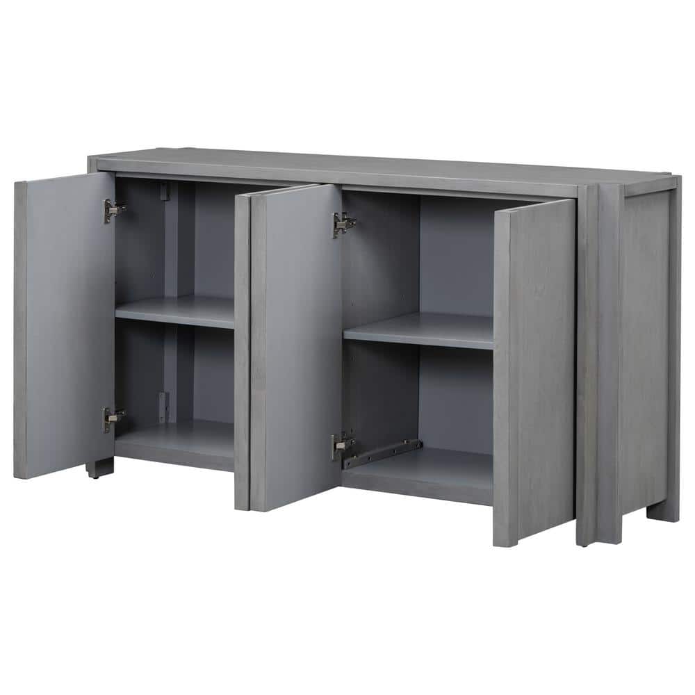 60 in. W x 16 in. D x 32 in. H Bathroom Gray Linen Cabinet