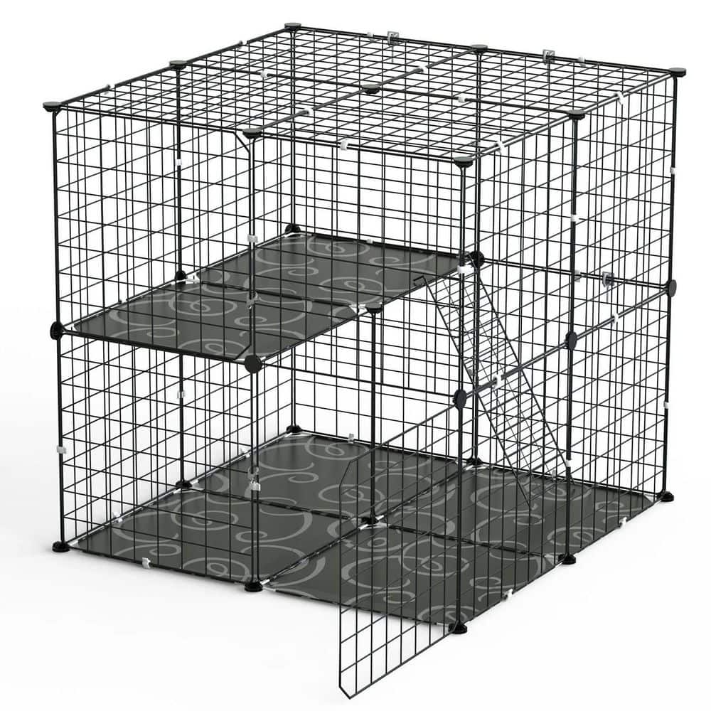 4 Panel Plastic Dog Playpen, Indoor Outdoor, Brown