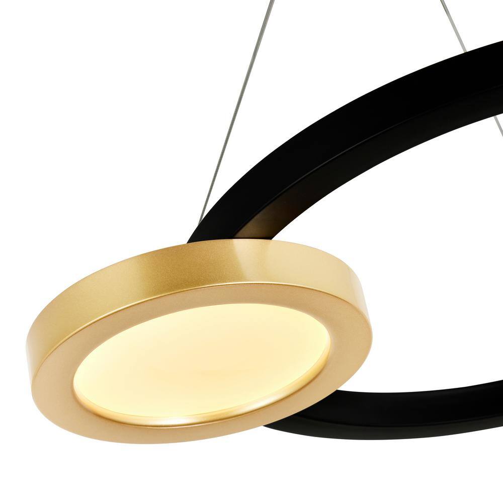 Deux Lunes 37-Inch Black and Brass LED Chandelier