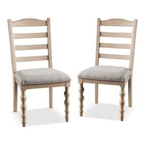 Bermise Light Washed White Fabric Dining Chairs (Set of 2)