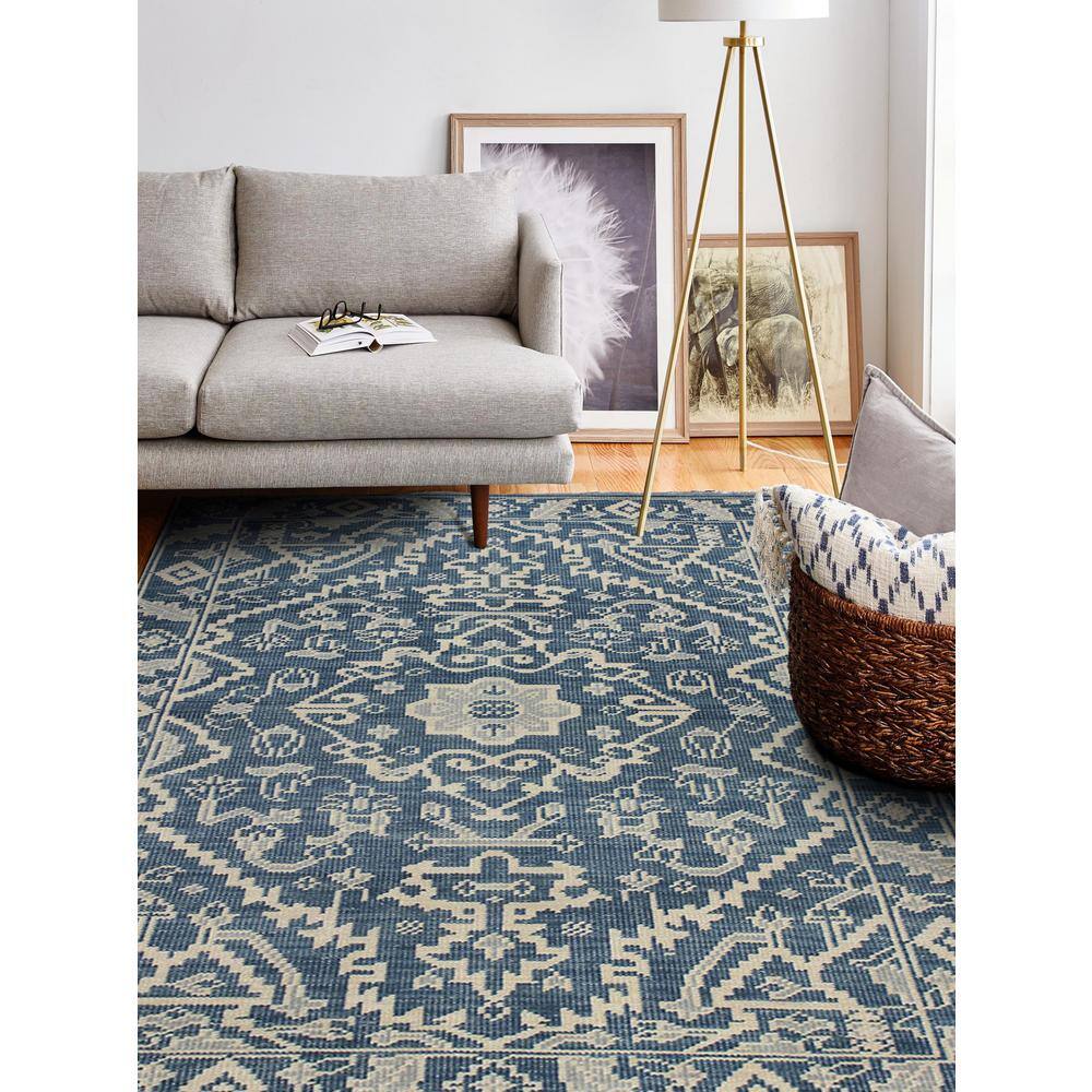 Palmyra Blue and Beige Floral Area Rug 7.6X9.6