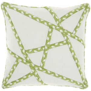 Green Geometric 18 in. x 18 in. Indoor/Outdoor Throw Pillow