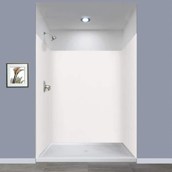 Transolid Expressions 60 in. x 60 in. x 72 in. 3-Piece Easy Up Adhesive Alcove Shower Wall Surround in White