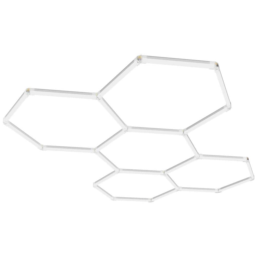 Hexagon Garage Lights 64.72 in. 26400LM 6500K 5 Grid Systems White Honeycomb Hexagonal Garage LED Lights Car Lighting price history on PriceWatchPro