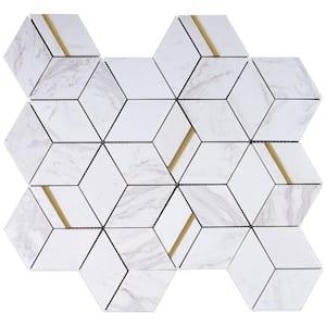 Natural Dorato White Gold 11.42 in. x 13.39 in. Hexagon Polished Marble Mosaic Tile (10.7 sq. ft./Case)