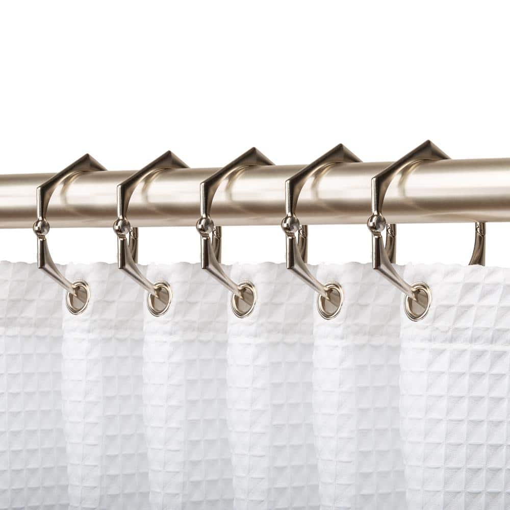 Brushed Nickel Hexagonal Shower Curtain Hooks Set of 12