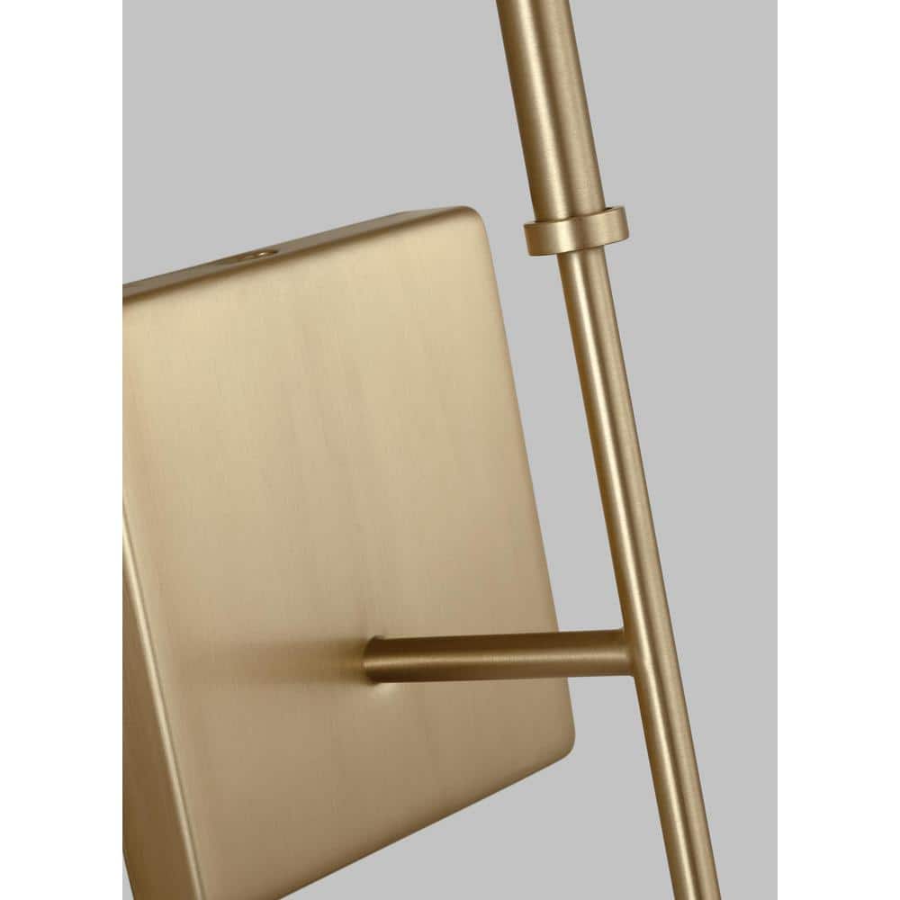 Elegant Energy Star Satin Brass Vanity Sconce with White Linen Shade