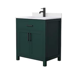 Beckett 30 in. W x 22 in. D x 35 in. H Single Sink Bathroom Vanity in Green with White Cultured Marble Top