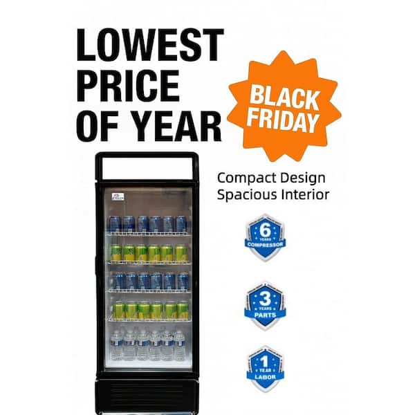 22 in. 9 cu. ft. Glass Door Merchandiser Refrigerator in Black