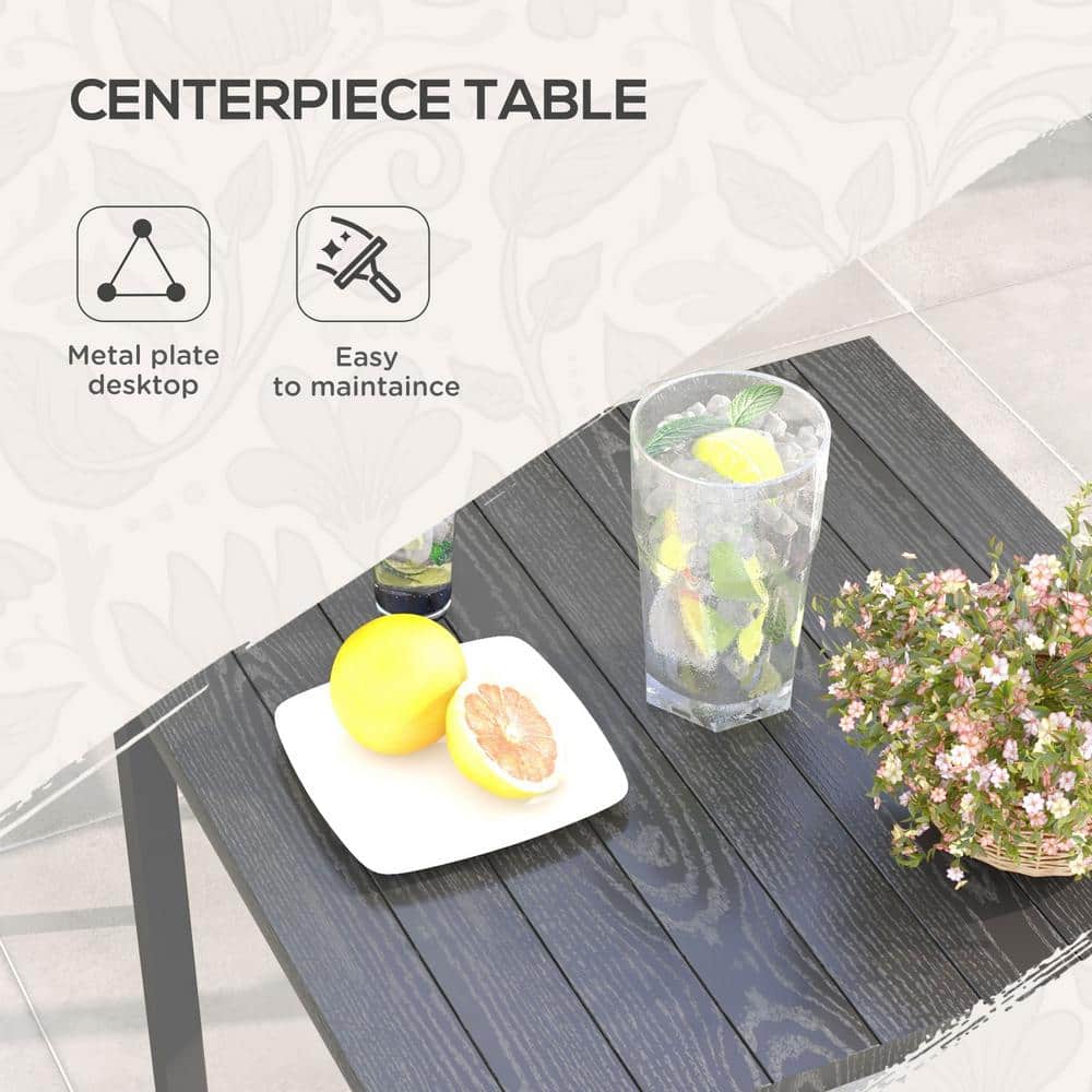 Outsunny Beige Wicker and Metal 4-Person Patio Dining Set