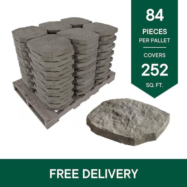 Epic Stone 15.75 in. x 13.78 in. x 2 in. Gray Charcoal Irregular Concrete Step Stone (84-Piece/Pallet)