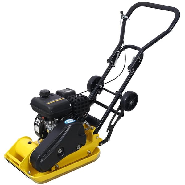 Yellow Steel 2. 5HP Plate Compactor Gas 79. 7cc 8200N Force Construction Concrete Tamper Machine