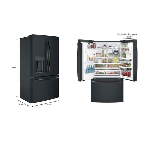 Ge Profile 36 In 22 1 Cu Ft French Door Refrigerator With Autofill In Black Slate Counter Depth Fingerprint Resistant Pye22kelds The Home Depot