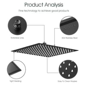 1-Spray Patterns 12 in. Single Wall Mount and Ceiling Mount Square Rain Fixed Shower Head in Matte Black