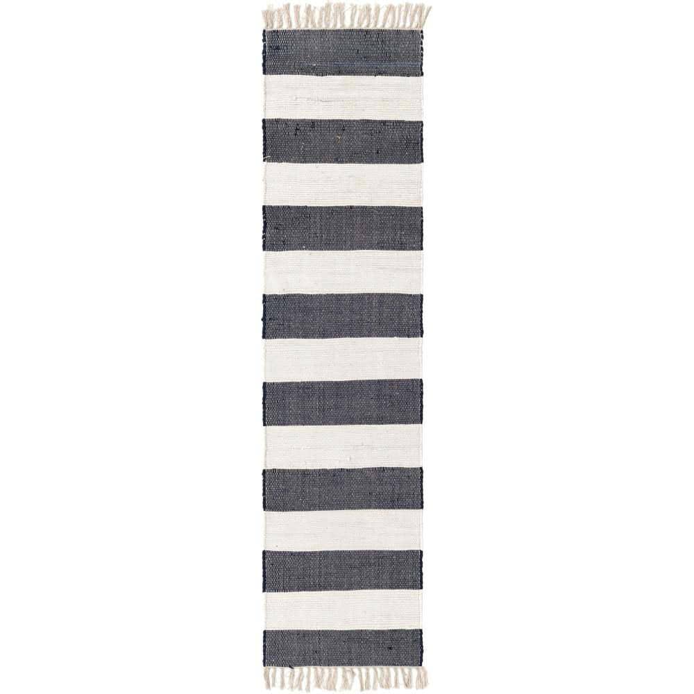 Chindi Rag Striped Navy Blue 2 ft. 2 in. x 8 ft. Area Rug price history on PriceWatchPro