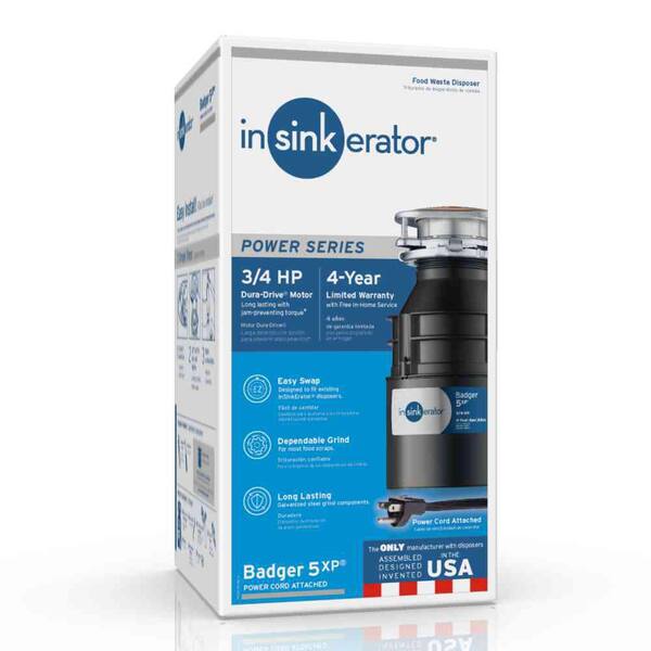 Insinkerator Badger 5xp 3 4 Hp Continuous Feed Garbage Disposal With Power Cord Badger 5xp W C The Home Depot