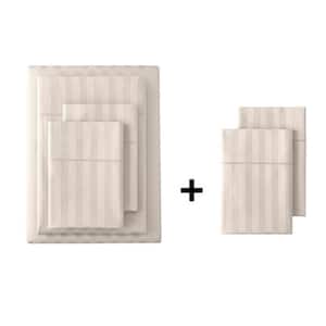 500 Thread Count Egyptian Cotton Sateen 6-Piece King Sheet Set in Biscuit Damask