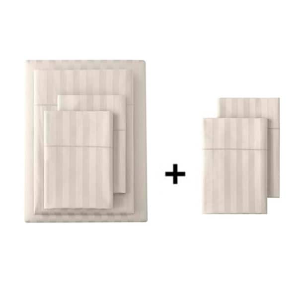 Home Decorators Collection 500 Thread Count Egyptian Cotton Sateen Biscuit Damask 6-Piece Full Sheet Set