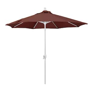 9 ft. Aluminum Market Push Tilt - M White Patio Umbrella in Terrace Adobe Olefin