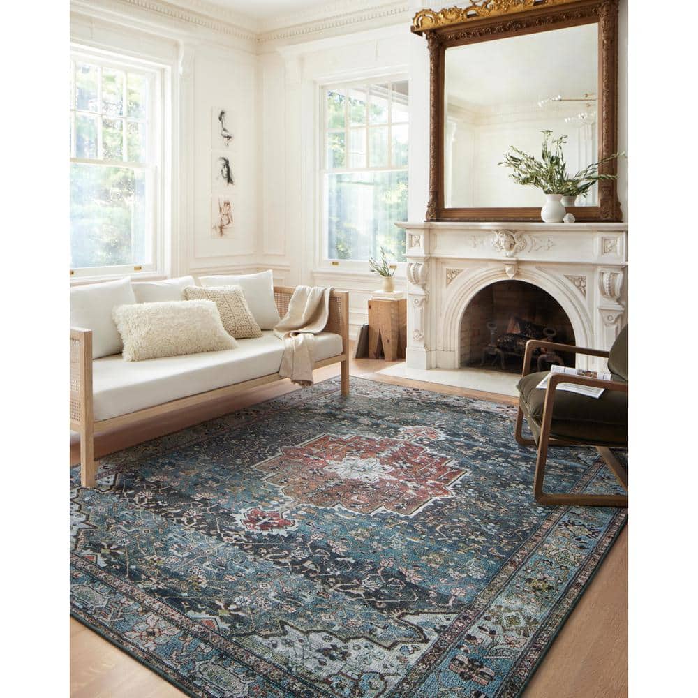 Margot 24" x 60" Blue Synthetic Easy Care Rug