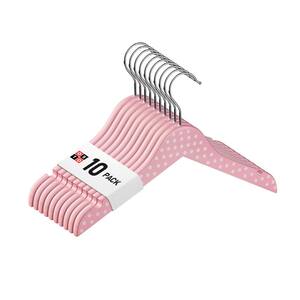Light Pink with White Polka Dots Wooden Kids Clothes Hangers (10-Pack)