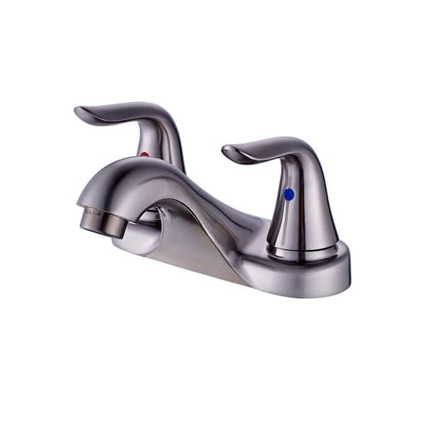 Aosspy 4 in. Centerset Double Handle Bathroom Faucet in Brushed Nickel