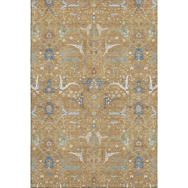 Mayfield Premium Machine Washable Abstract AMF2250 Gold 10 ft. x 14 ft. Area Rug