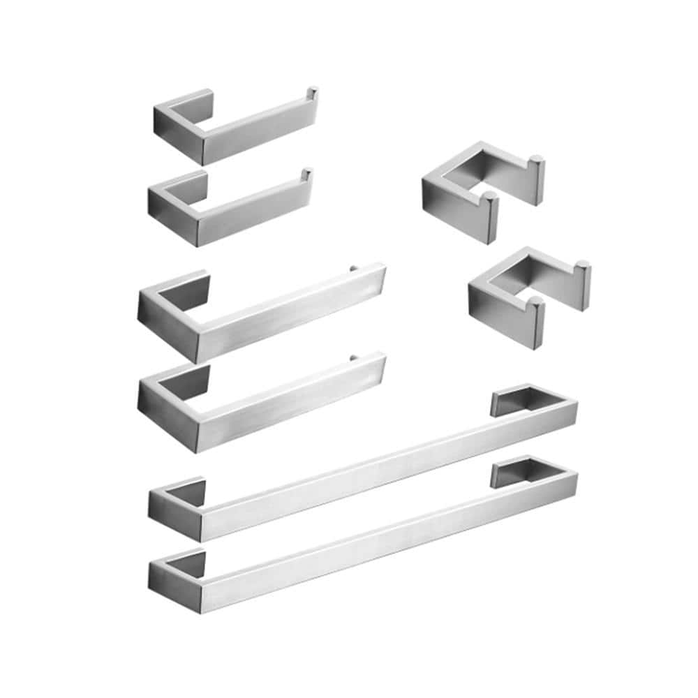 8-Pieces Brushed Nickel Bathroom Accessories Set, Bathroom Hardware Set, Bath Towel Bar Set, Towel Racks