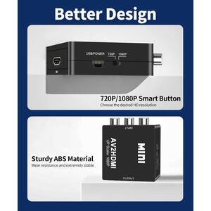Adaptateur HDMI Vers AV (RCA) - Convertisseur Vidéo/Audio 1080p, Alimentation USB, Pour PC/TV Anciennes (Noir)