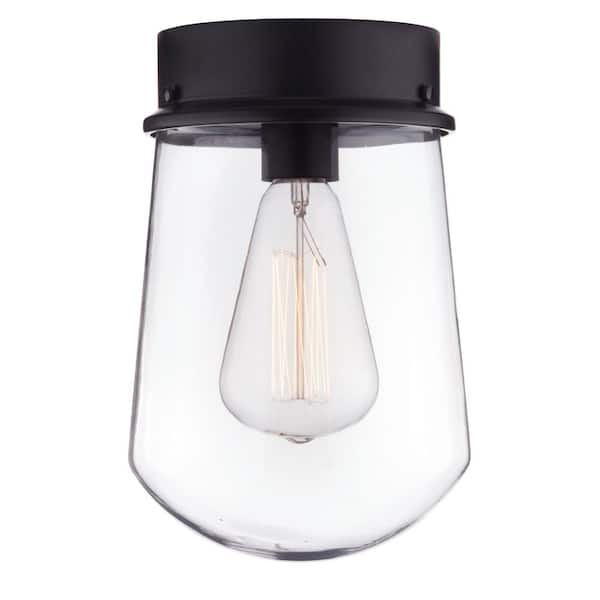 Globe Electric Edelman Matte Black 1-Light Outdoor Indoor Flush Mount Ceiling Light