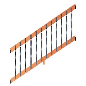 6 ft. Redwood-Tone Southern Yellow Pine Stair Rail Kit with Aluminum Contour Balusters