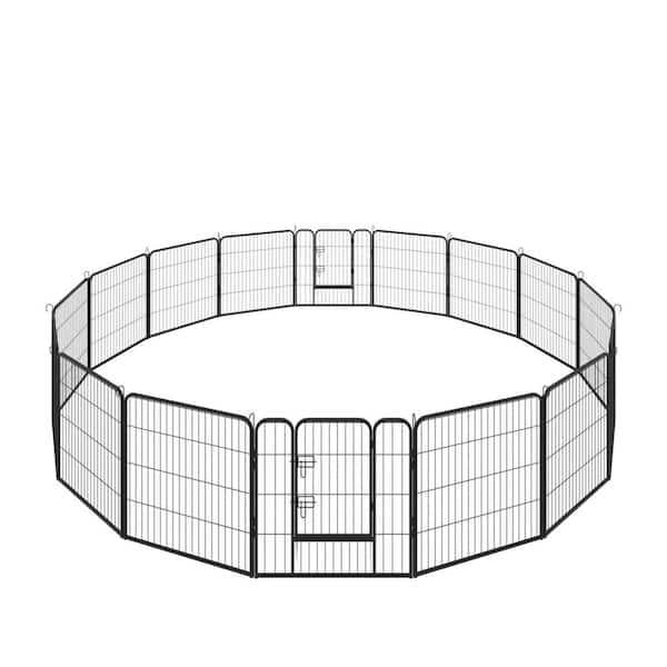 Foobrues High-Quality 0.00253-Acre Wireless 16-PanelsLarge Indoor Metal Puppy Dog Run Fence/Iron Pet Dog Playpen