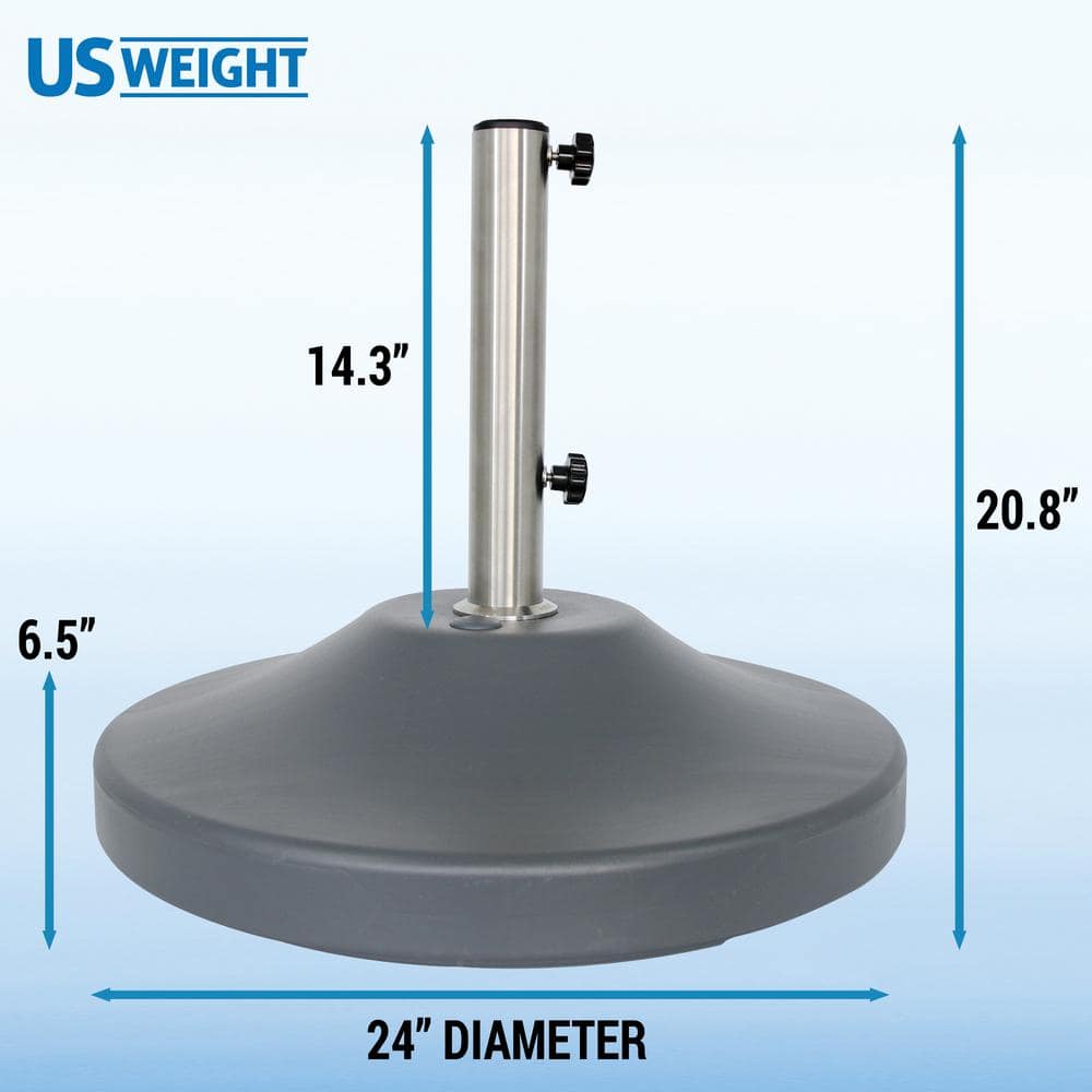 Heavy Duty Gray Stainless Steel Fillable Umbrella Base with Wheels