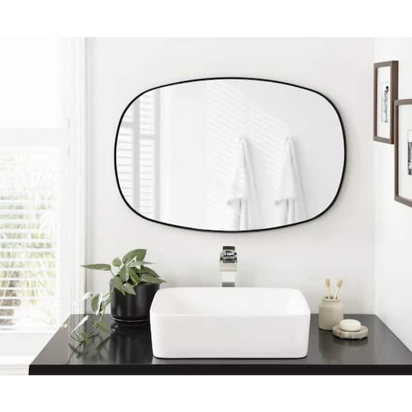 Kate and Laurel Zayda 24.05 in. W x 35.98 in. H Black Oval Modern Framed  Decorative Wall Mirror 224209 The Home Depot