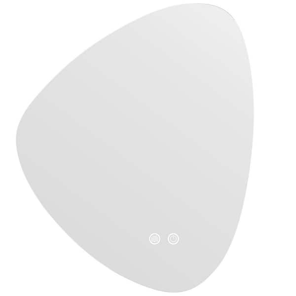 WallBeyond 19 in. W x 24 in. H Pebble Shape Asymmetric Backlit Mirror with LED