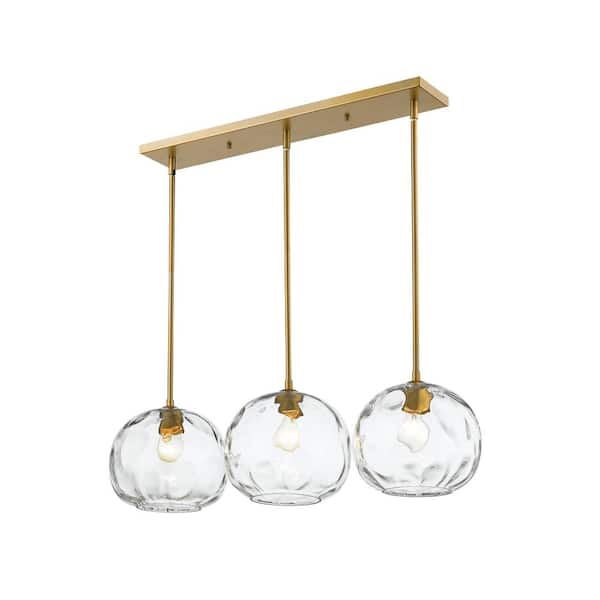 Unbranded Chloe 3-Light Olde Brass Chandelier with Glass Shade