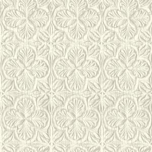 Karachi Wooden Damask White Prepasted Non Woven Wallpaper Sample