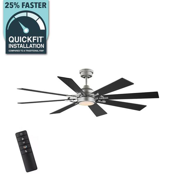 Makenna 60 in. Indoor/Outdoor Galvanized Ceiling Fan with Integrated LED with Light Kit, DC Motor and Remote